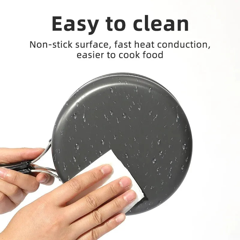 Portable Aluminum Camping Cookware Kit Grey