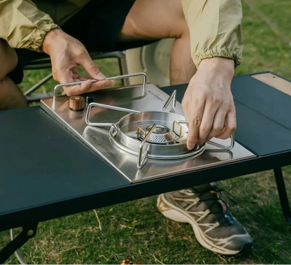 Camping IGT Folding Portable Wood And Grill Table Black