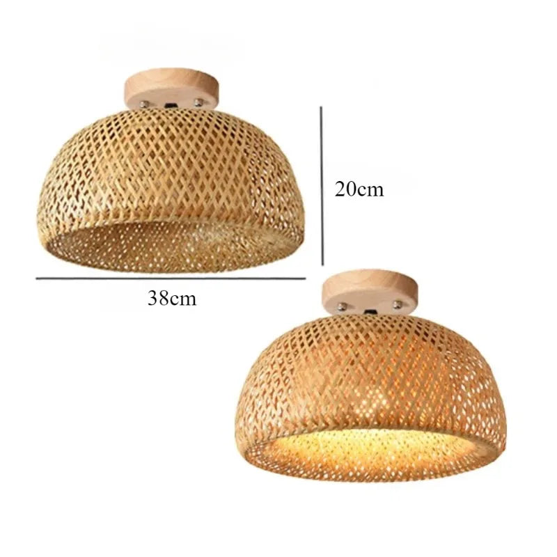 Handmade Boho Bamboo Wicker Ceiling Light Brown