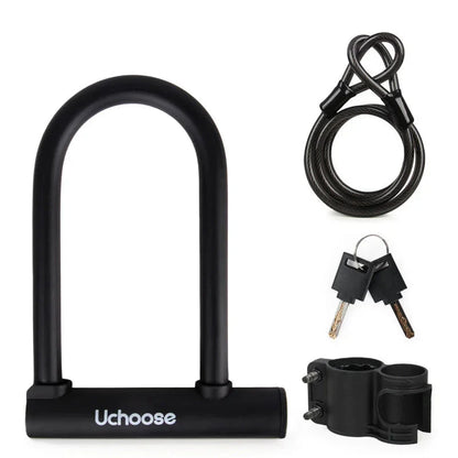 Heavy-Duty U-Shaped Motorcycle & Bicycle Anti-Theft Lock Black