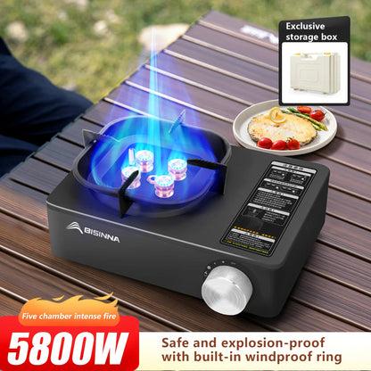 5800W Camping Gas Stove Overvoltage Protection Black