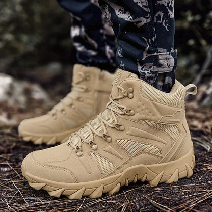 Men's Tactical Work Ankle Boots Winter Safety Shoes (Beige)