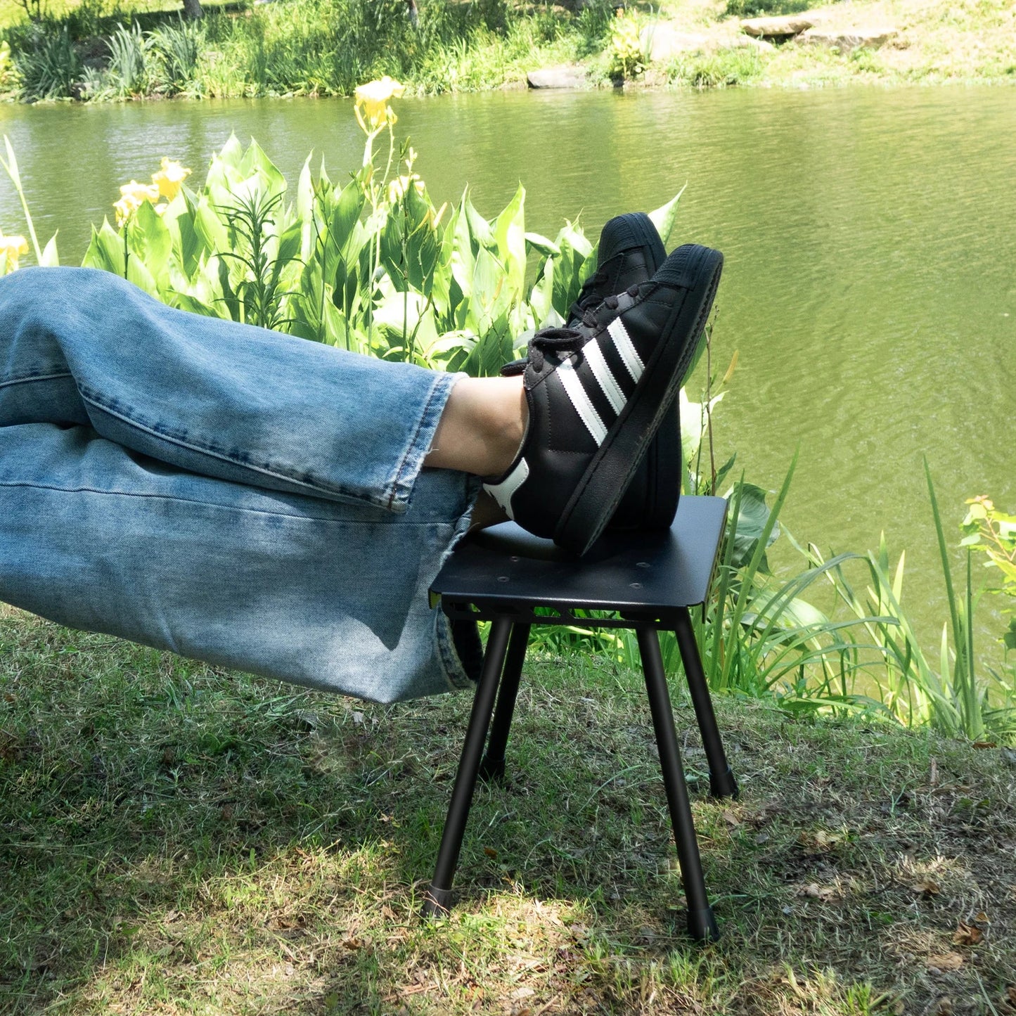 Tactical Folding Table with Utility Buckles Black