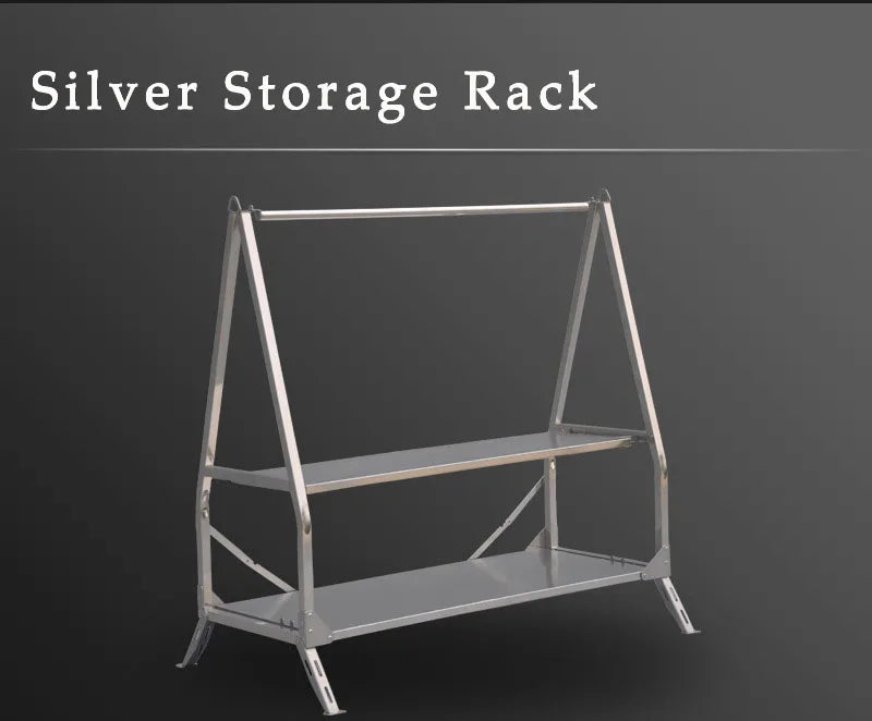 Portable Folding Outdoor Camping Storage Shelf 304 Stainless Steel Silver