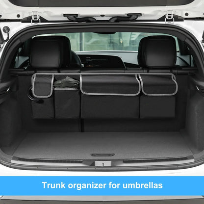 2-in-1 Car Trunk & Backseat Organizer High-Capacity Oxford Storage Bag Black