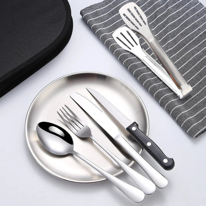 20-Piece Steel Outdoor Camping Cutlery Set Silver