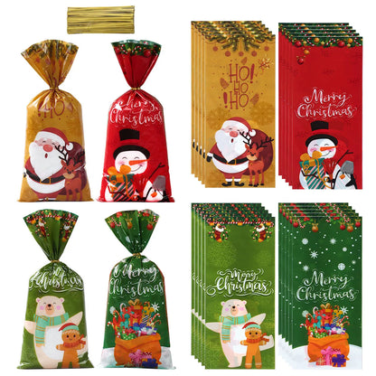 100pcs Christmas Candy Bags Santa Gift Set - Festive Holiday Treats