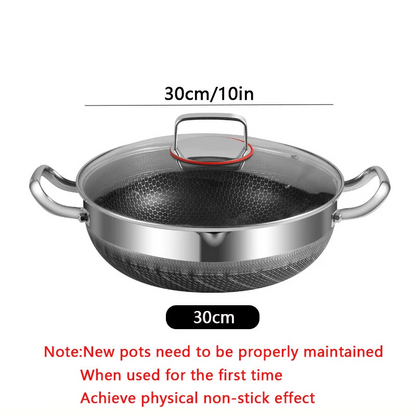 30cm Stainless Steel Non-Stick Frying Pan with Glass Lid Silver