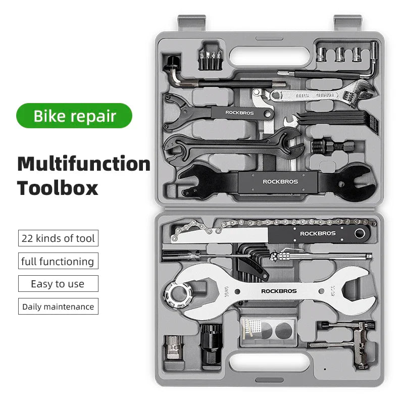 44-in-1 Bicycle Repair Tool Kit Maintenance Set Grey