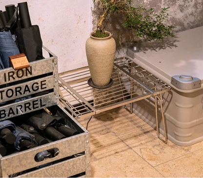 Stainless Steel Telescopic Folding Storage Rack Stand Silver