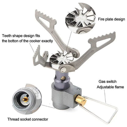 Mini Camping Stove with Adapter Grey