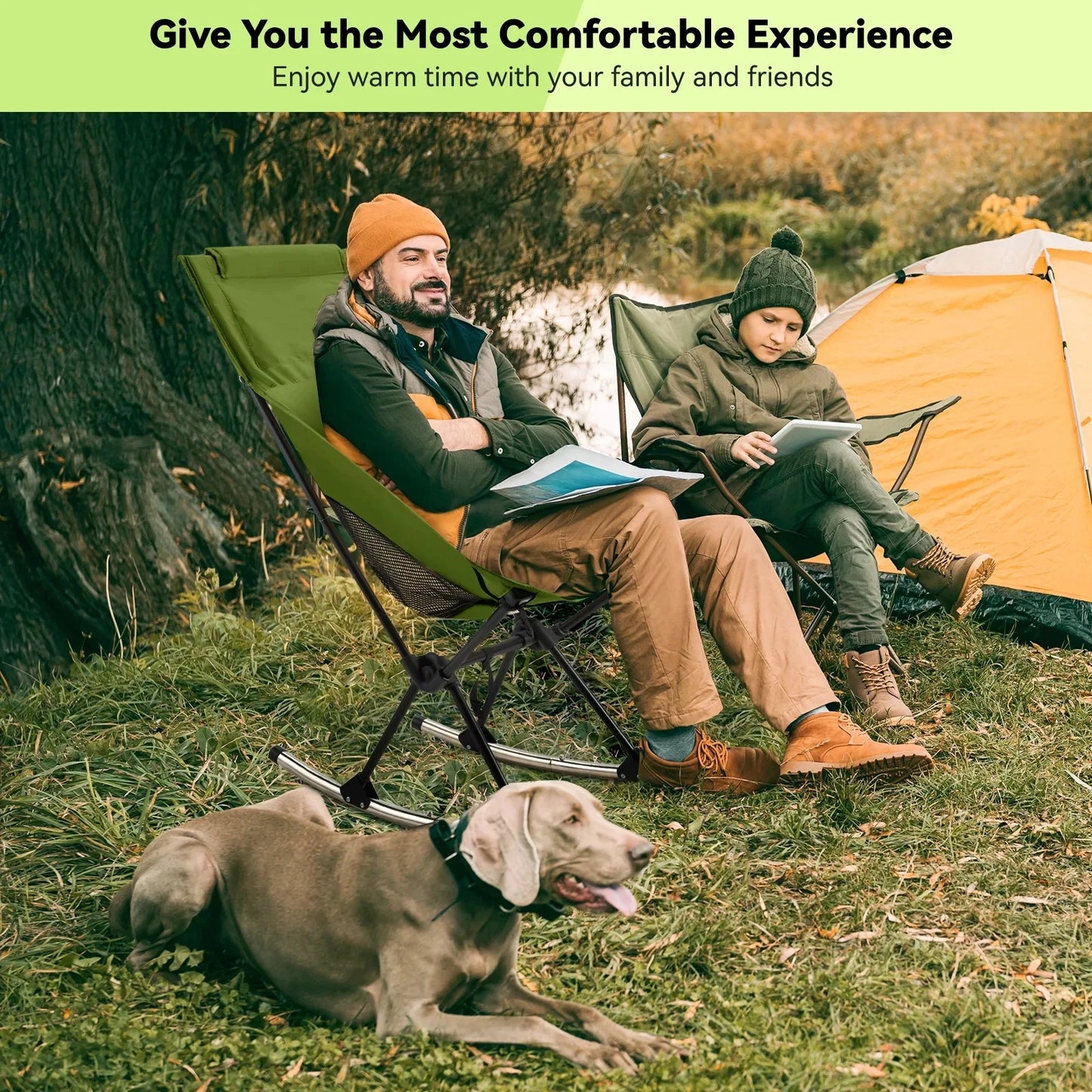 Foldable Camping Rocking Chair Green