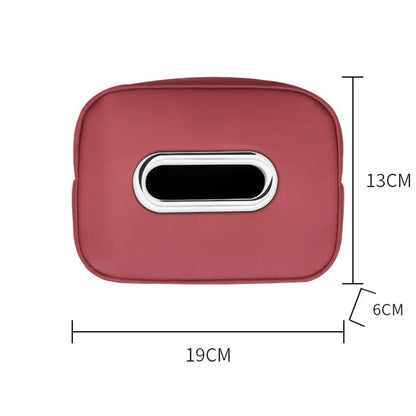 Leather Car Tissue Organizer Storage Bag–Multi-Position Holder Red