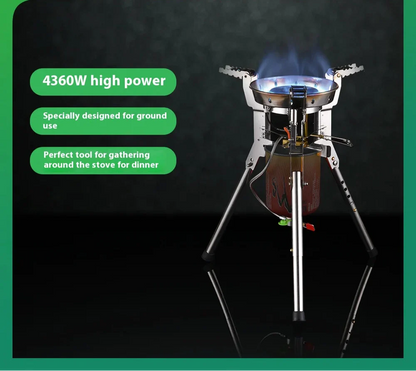 Pro High-Power Camping Stove 4360W Portable Gas Burner Silver