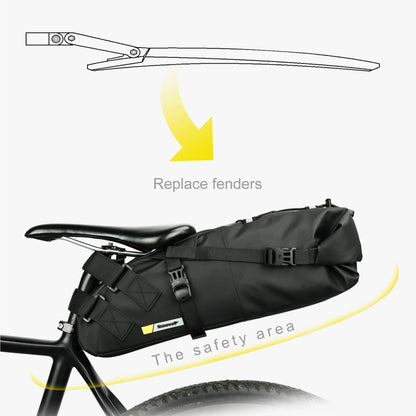 13L Bike Saddlebag with Stabilizer Rack Rainproof Storage Set Black