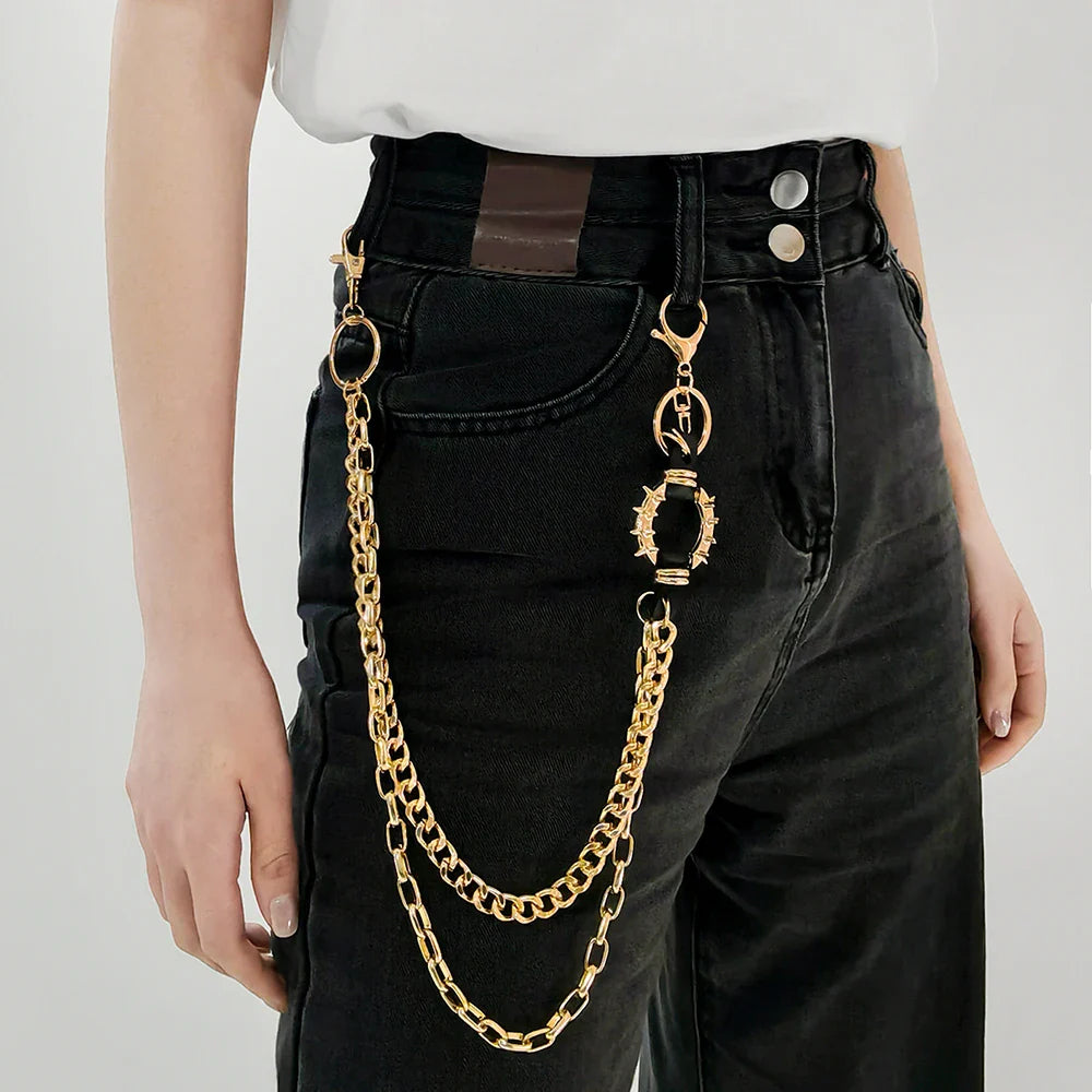 Metal Punk Rock Layered Chain Keychain Belt