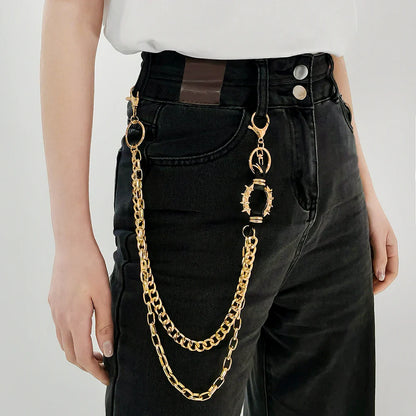 Metal Punk Rock Layered Chain Keychain Belt
