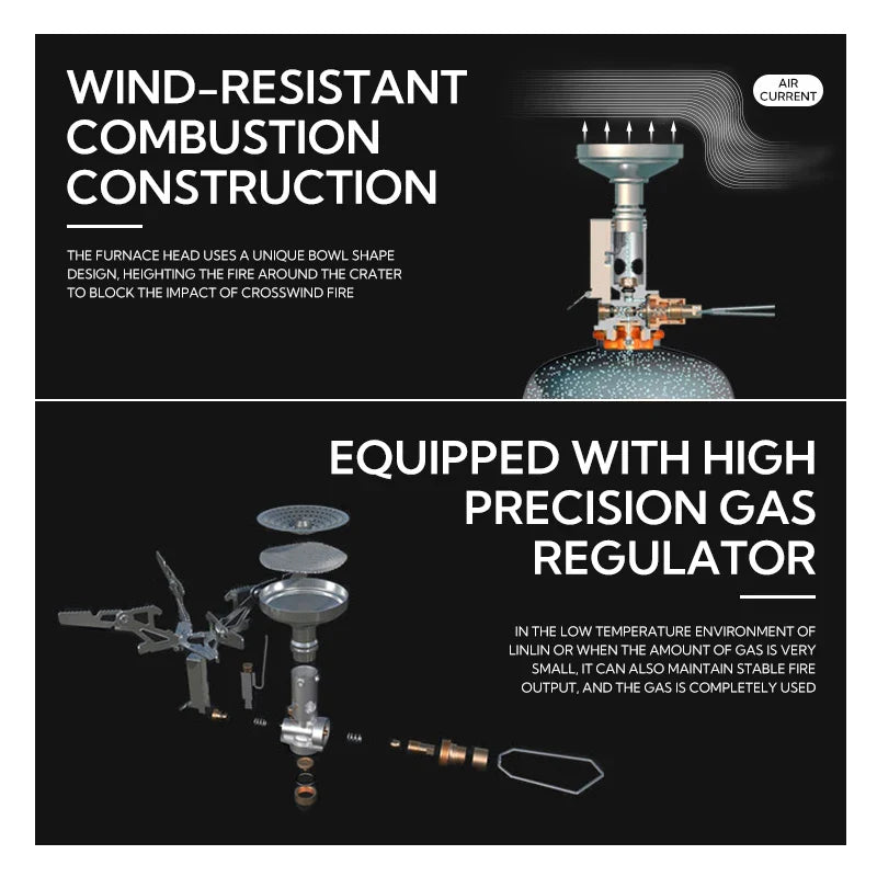 Adjustable Mini Camping Gas Stove  Split-Type Burner Silver