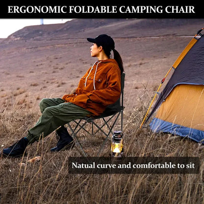 Foldable Camping Chair with Side Pocket Black