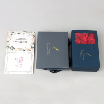 Multilingual 'I Love You' Necklace with 6 Roses in Luxury Gift Box - Silver (45cm)