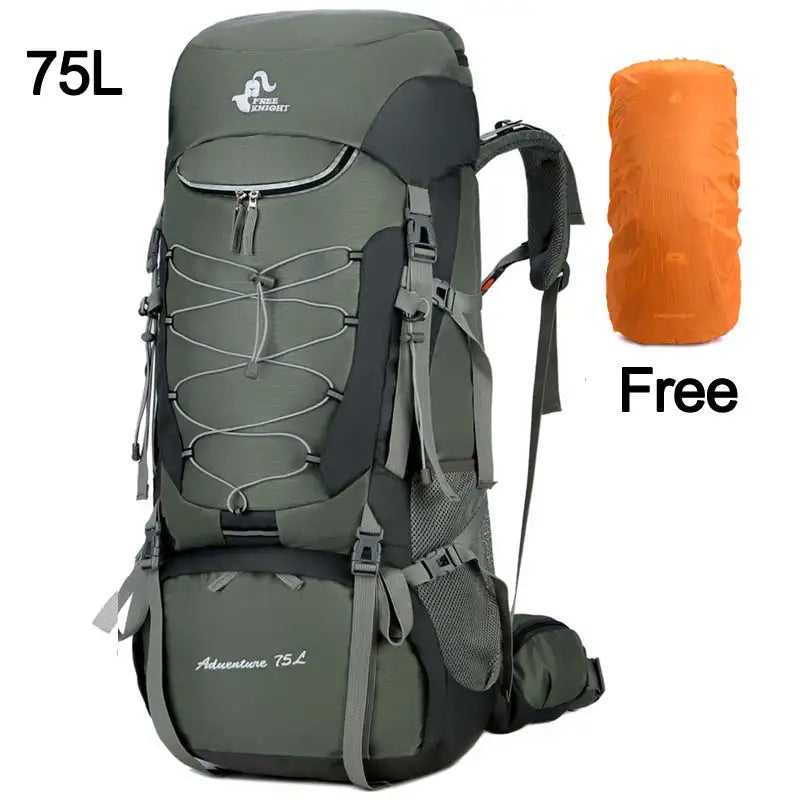 75L Camping Backpack  Waterproof Rucksack Green