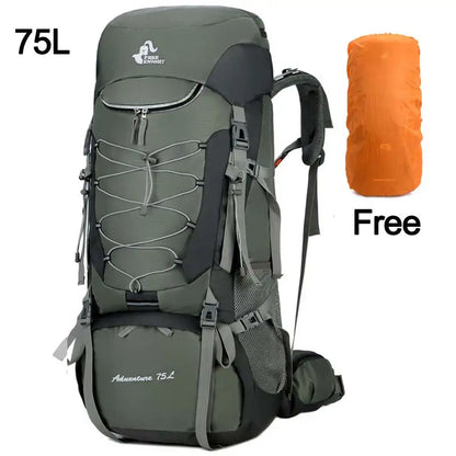 75L Camping Backpack  Waterproof Rucksack Green