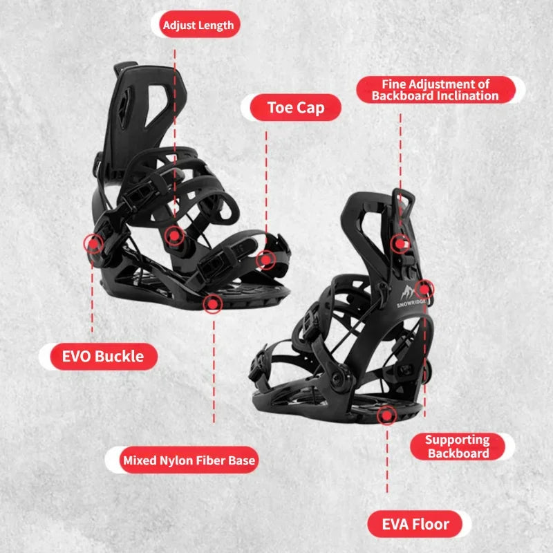 2025 Adjustable Snowboard Bindings with Quick Release Buckle