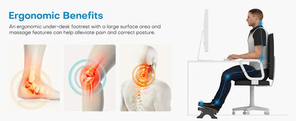Ergonomic Under Desk Footrest with Massage Rollers
