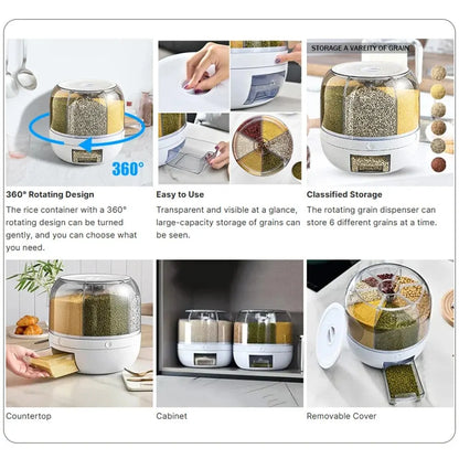 Rotating Rice Beans Grain Storage Container