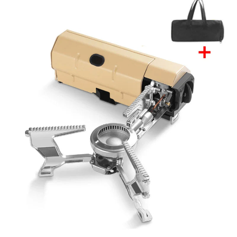 Camping Cassette Gas Stove 2600W Burner with Electronic Ignition Khaki