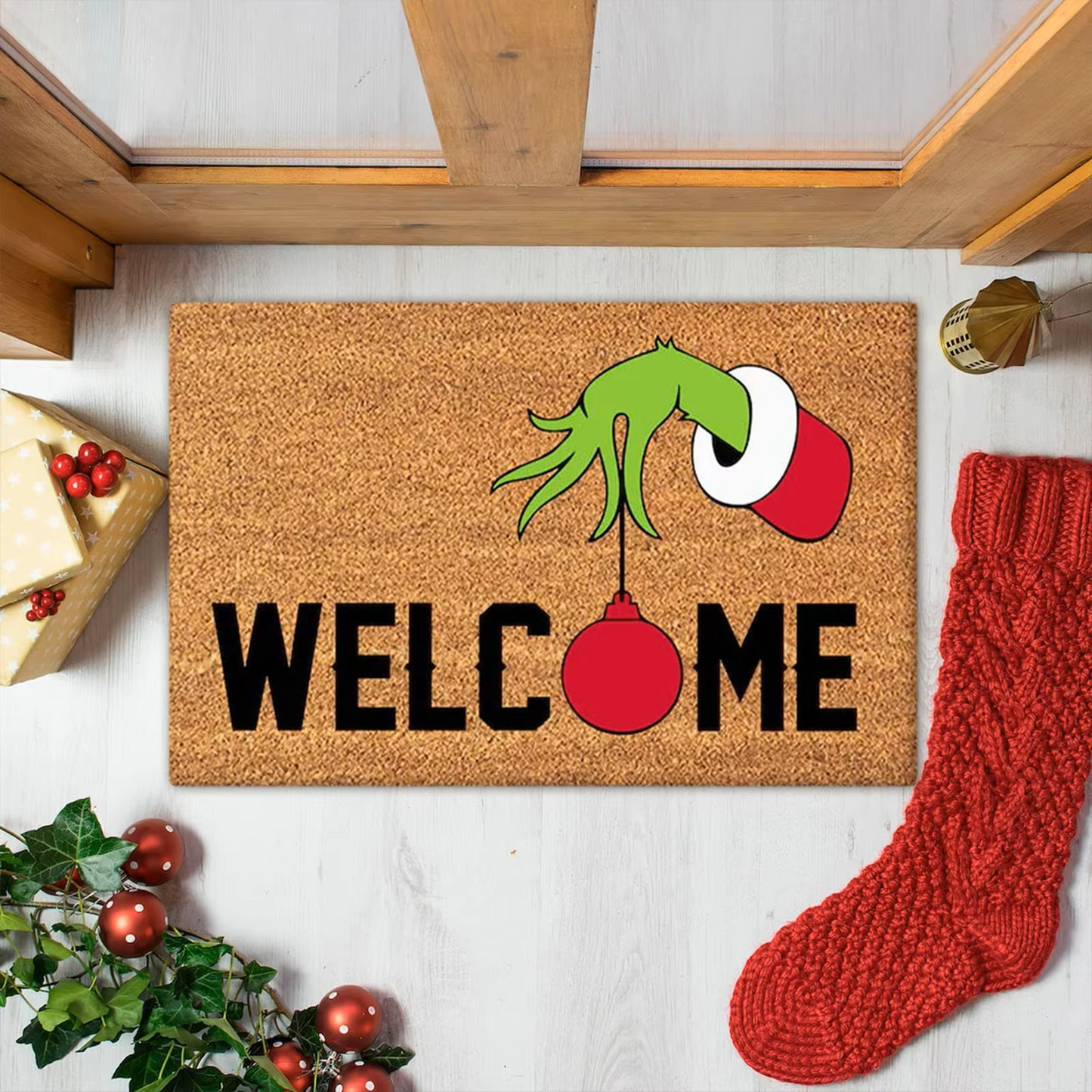 Welcome the Holidays with 1pc Christmas Welcome Blankets Merry Christmas Grinch Doormat
