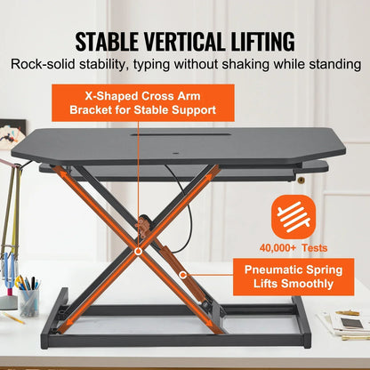 X-Frame Double-Layer Standing Desk Converter - Height Adjustable Sit-to-Stand Desk