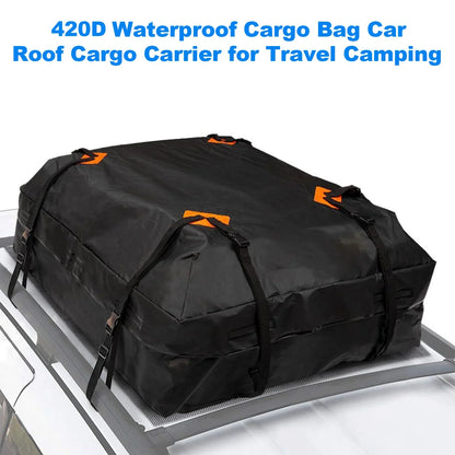 Waterproof Car Roof Cargo Bag 425L Universal Travel Storage Carrier Black