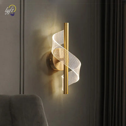 Elegant Gold LED Wall Sconce Lamp with Warm Light - Modern Acrylic and Aluminum Alloy Design