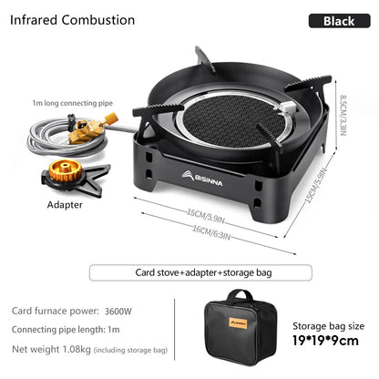 3600W Infrared Camping Gas Stove Black