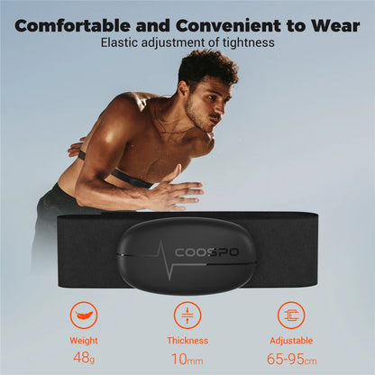 Bluetooth And ANT+ Chest Heart Rate Monitor Strap Black
