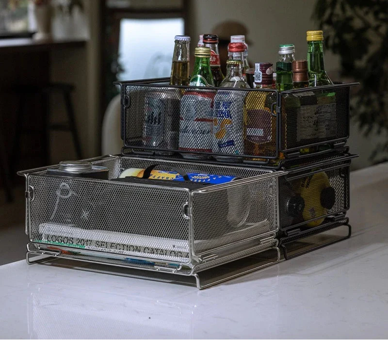 IGT Outdoor Table Unit Basket Storage Net Cage Silver