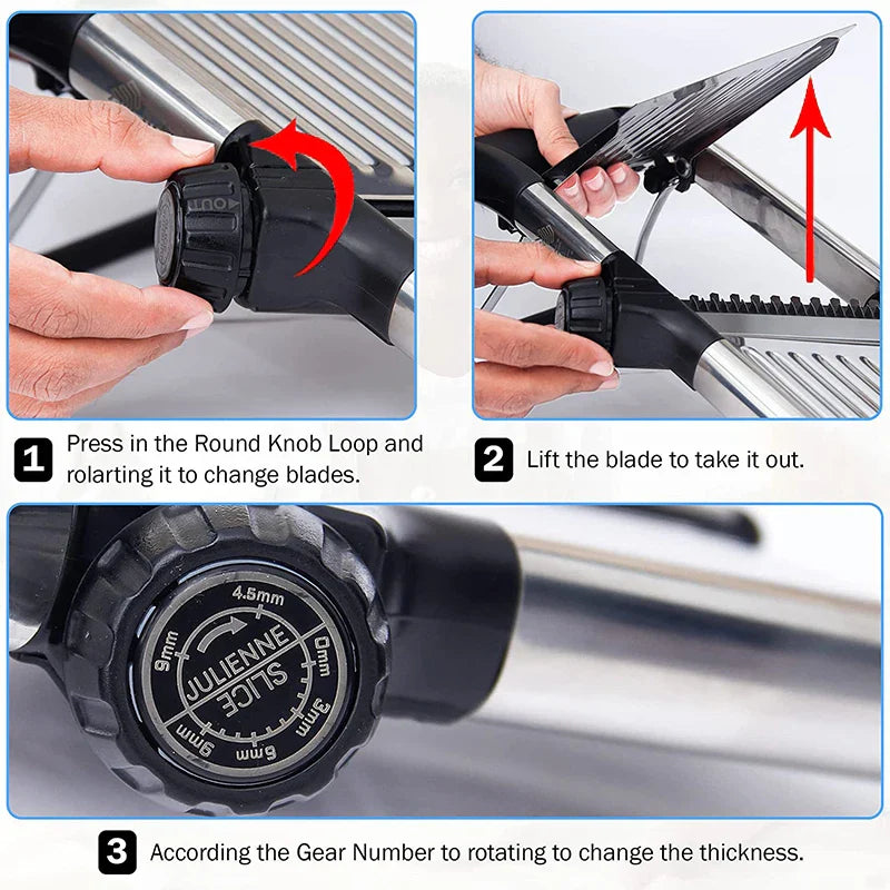 Adjustable Slicer Stainless Steel Vegetable Cutter Chopper Black