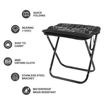 Lightweight Foldable Camping Stool with Zipper Storage for Outdoor Fishing