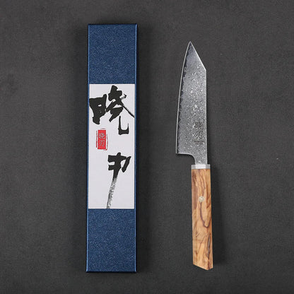 5-Inch Handmade 67-Layer Damascus Steel Chef Knife AUS-10 Core Brown