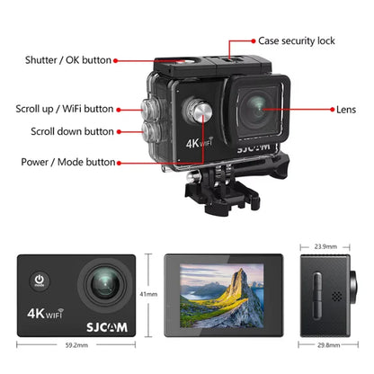 4K Ultra HD Action Camera 30M Waterproof Black