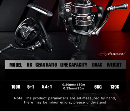 Stream 1000 Spinning Reel Carbon Drag Washers Black