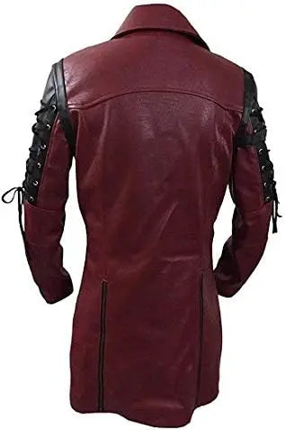 Mens Steampunk Faux Leather Trench Biker Jacket