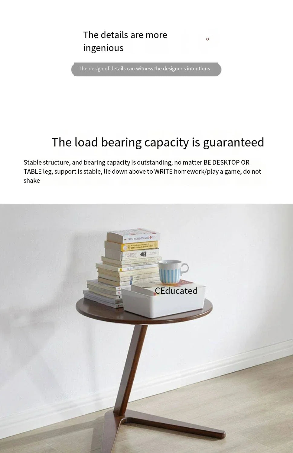 House Faction Solid Wood Edge Sofa Side Table - Walnut Finish