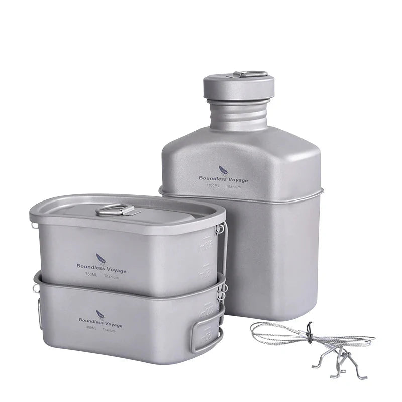 Titanium Camping Cooking Mess Set Grey