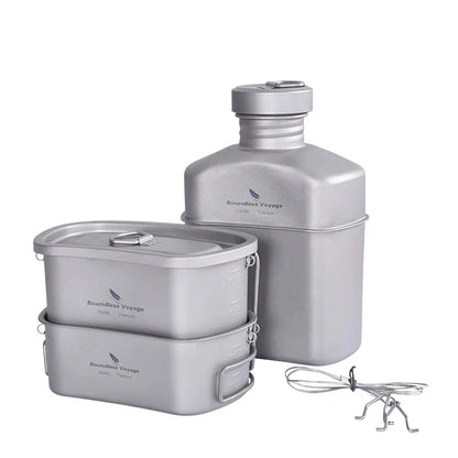 Titanium Camping Cooking Mess Set Grey