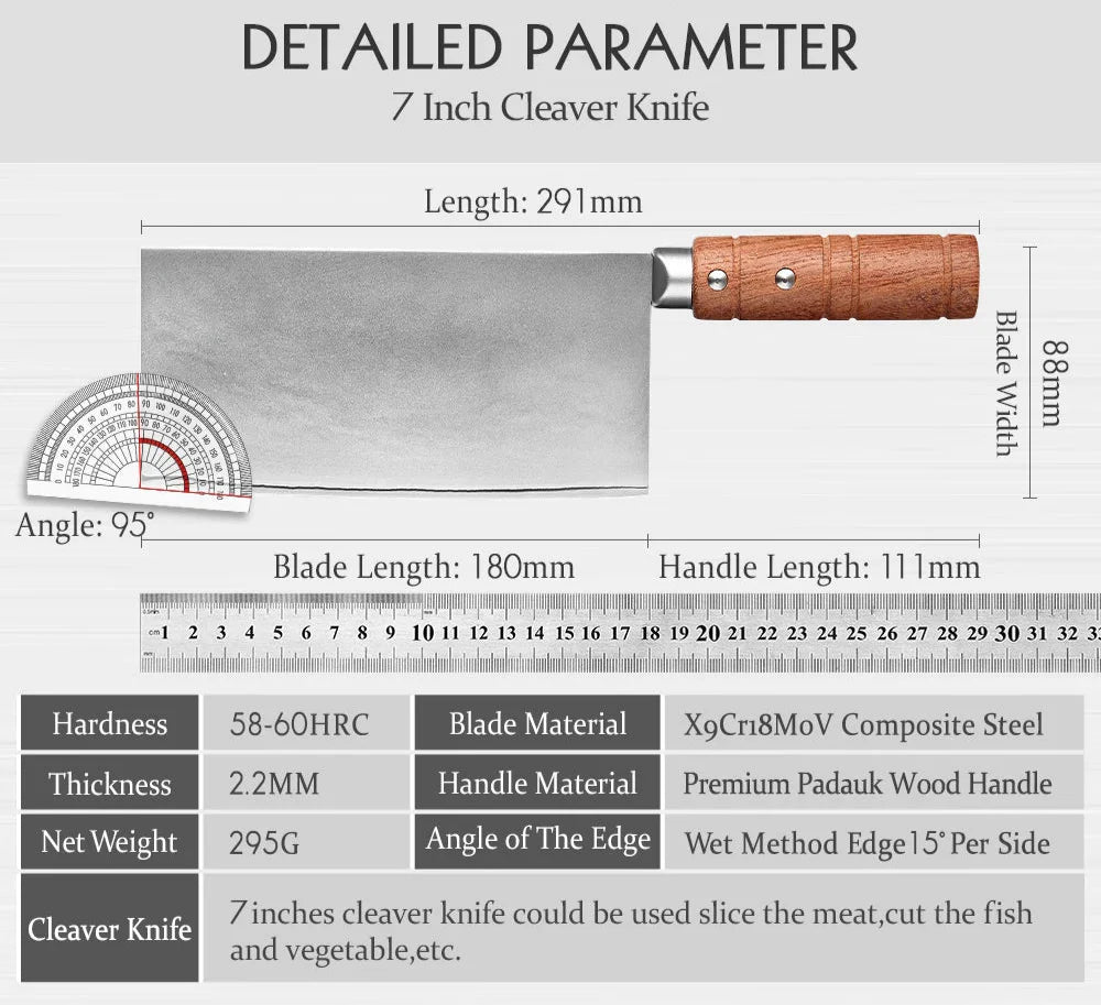 7-Inch Slicing Knife 3-Layer Composite Stainless Steel Blade Brown