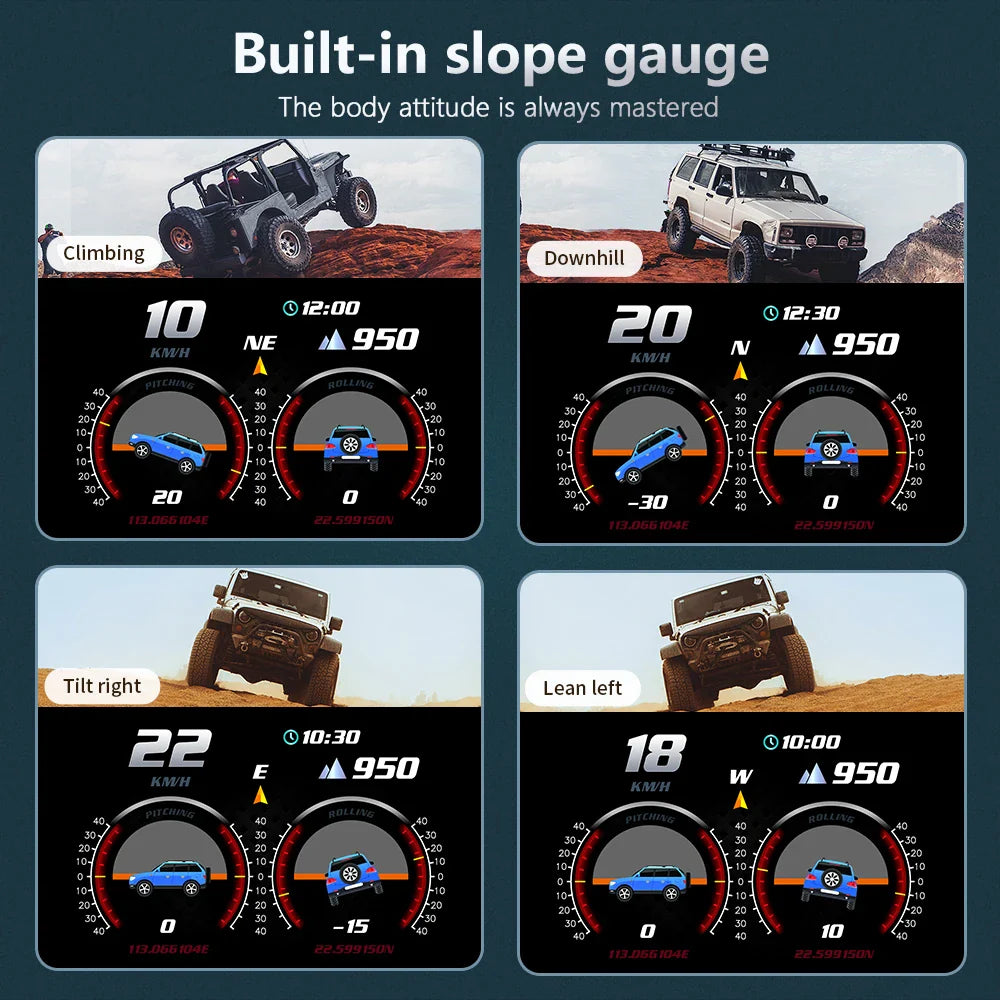 Car Speedometer Head Up Display HUD GPS OBD2 Slope Met Black