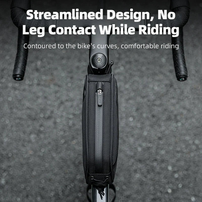 1.3L Waterproof Bicycle Frame Tube Bag with Headphone Jack Black