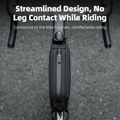 1.3L Waterproof Bicycle Frame Tube Bag with Headphone Jack Black